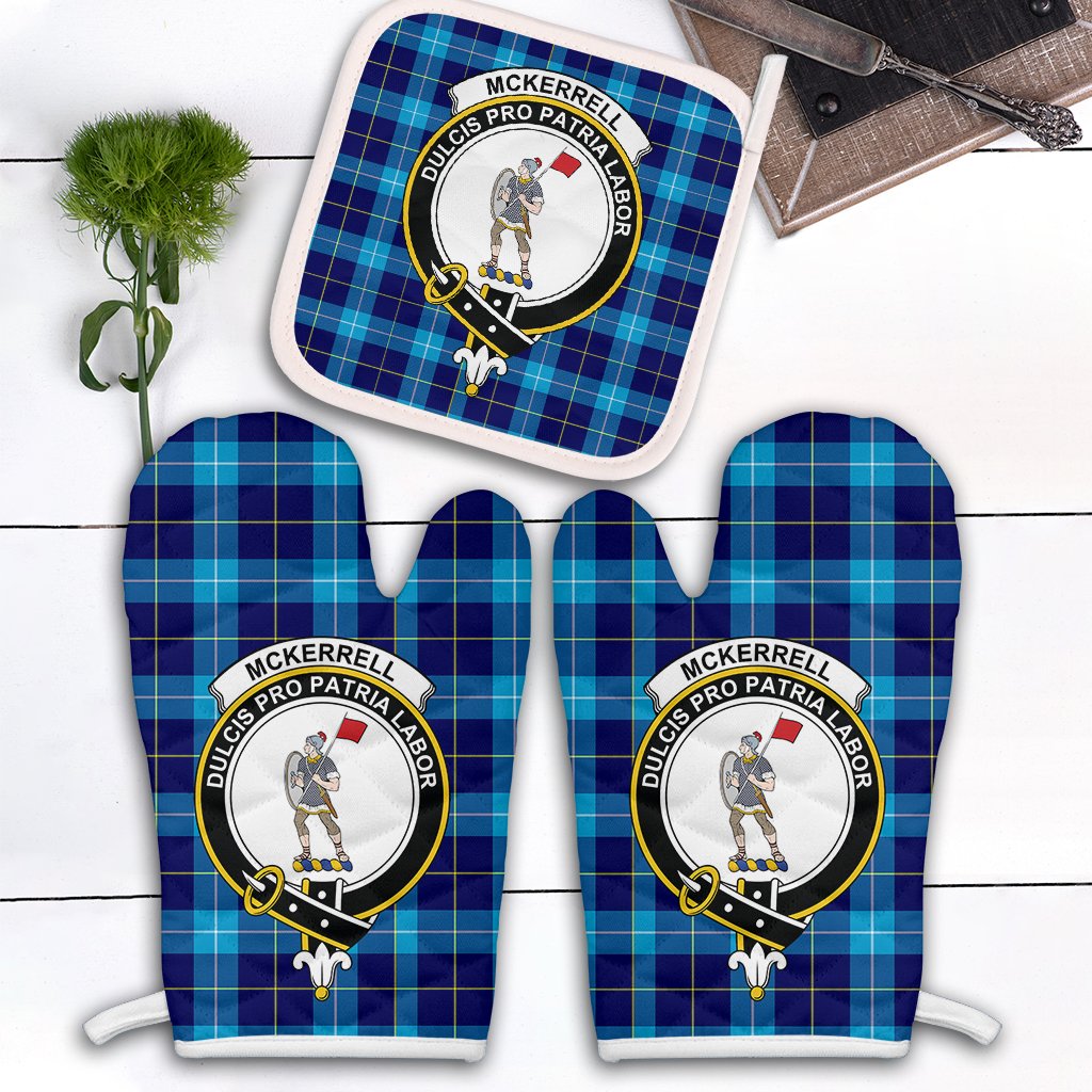 Clan McKerrell Tartan Crest Oven Mitt And Pot Holder (2 Oven Mitts + 1 Pot Holder) JN67 Clan Kerr Tartan Today   