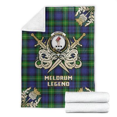 Clan Meldrum Tartan Gold Courage Symbol Blanket