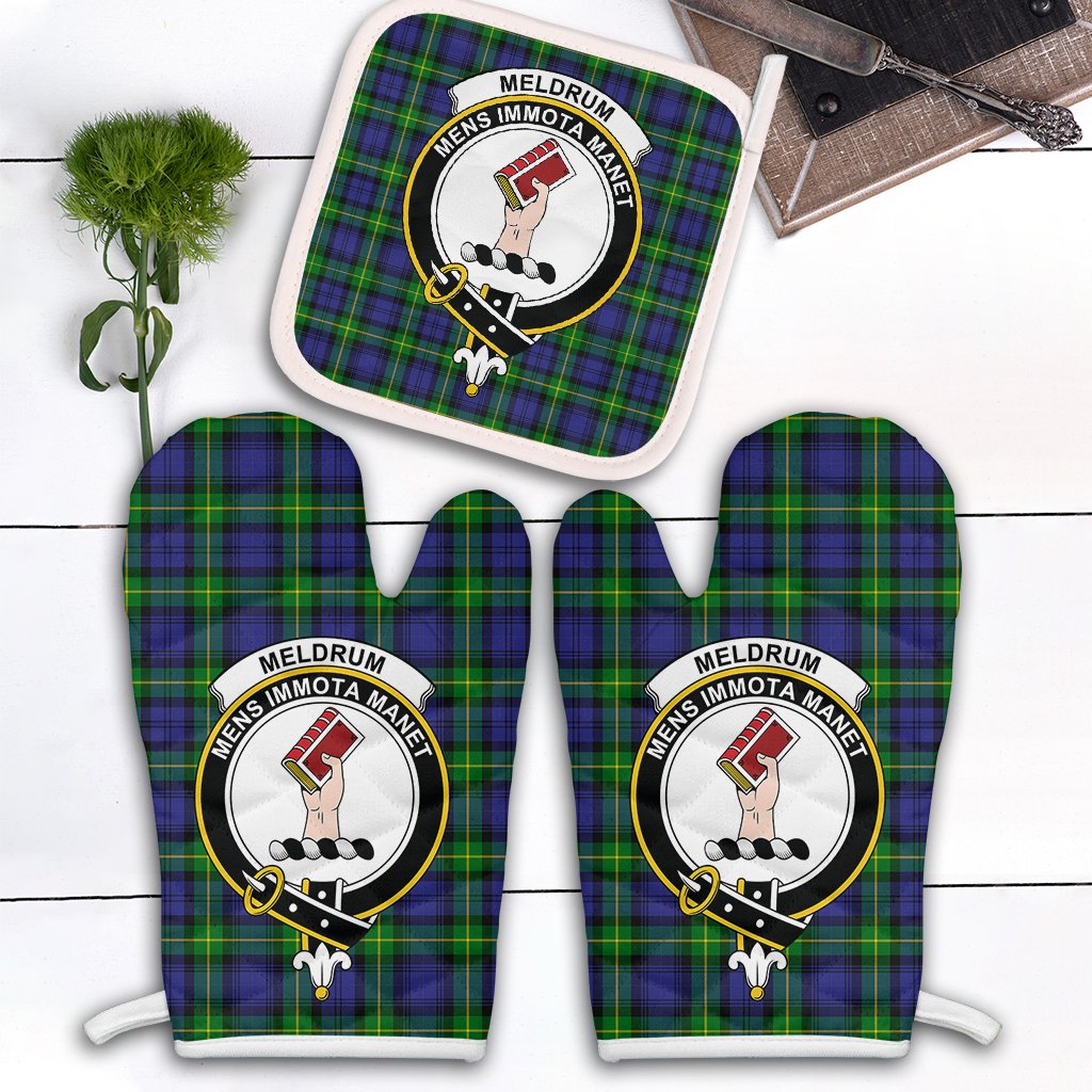 Clan Meldrum Tartan Crest Oven Mitt And Pot Holder (2 Oven Mitts + 1 Pot Holder) ZU28 Clan Meldrum Tartan Today   