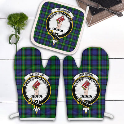 Clan Meldrum Tartan Crest Oven Mitt And Pot Holder (2 Oven Mitts + 1 Pot Holder)