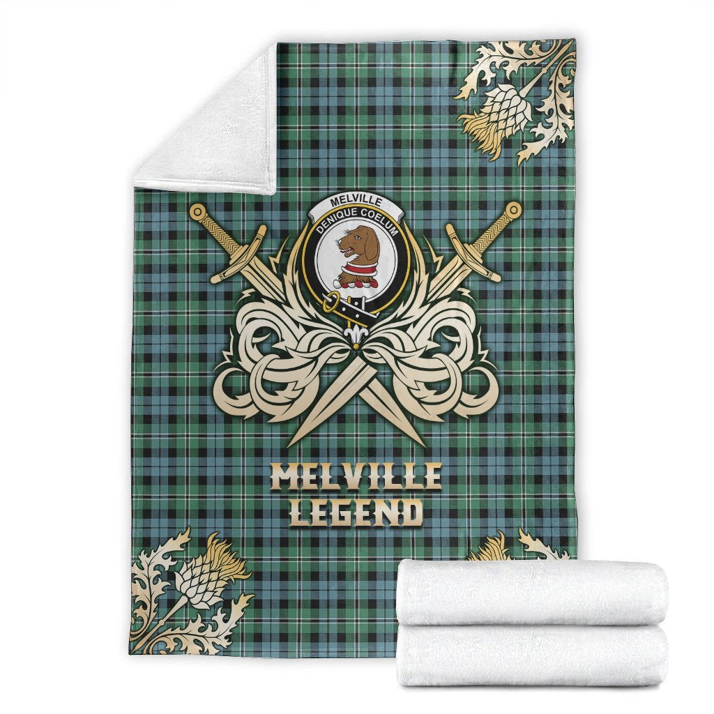 Clan Melville Tartan Gold Courage Symbol Blanket MD71 Clan Melville Tartan Today   