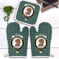 Clan Melville Tartan Crest Oven Mitt And Pot Holder (2 Oven Mitts + 1 Pot Holder) AV72 Clan Melville Tartan Today   