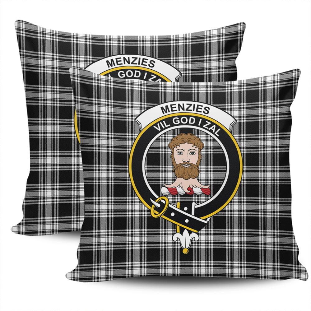 Clan Menzies Black & White Modern Tartan Crest Pillow Cover AG26 Clan Menzies Tartan Today   