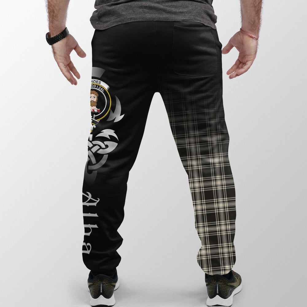 Clan Menzies Black & White Ancient Tartan Crest Jogger Sweatpants  Alba Celtic Style ON35 Clan Menzies Tartan Today   