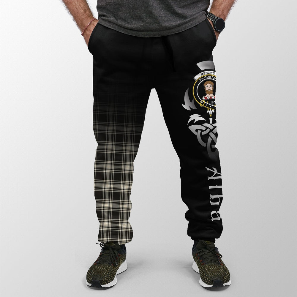 Clan Menzies Black & White Ancient Tartan Crest Jogger Sweatpants  Alba Celtic Style ON35 Clan Menzies Tartan Today   