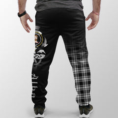 Clan Menzies Black & White Modern Tartan Crest Jogger Sweatpants  Alba Celtic Style UQ26 Clan Menzies Tartan Today   
