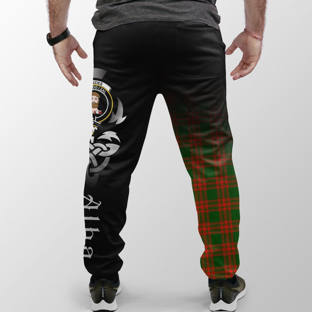 Clan Menzies Green Modern Tartan Crest Jogger Sweatpants  Alba Celtic Style UJ72 Clan Menzies Tartan Today   