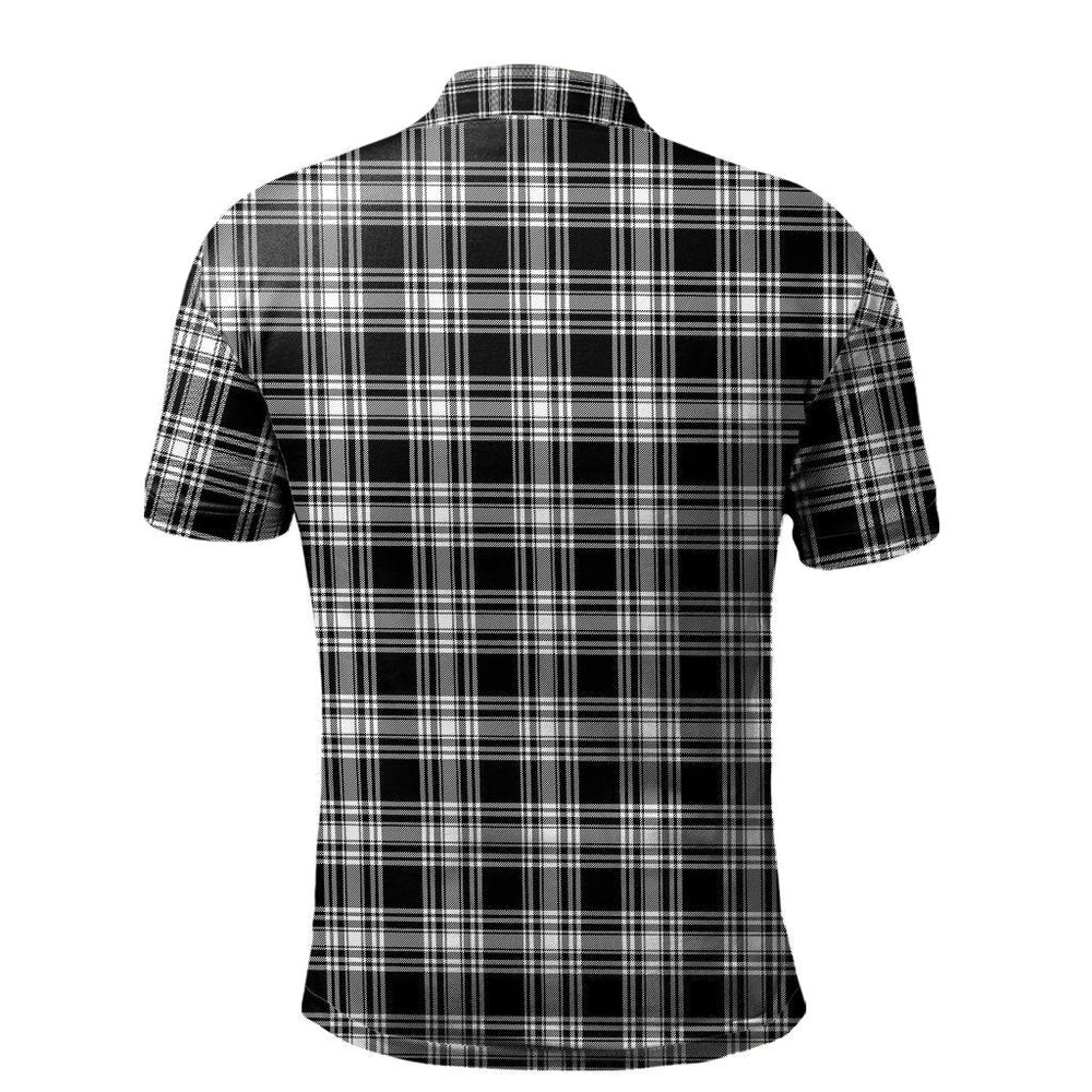 Clan Menzies Black _ White Modern Tartan Polo Shirt LG79 Menzies Black _ White Modern Tartan Tartan Polo   