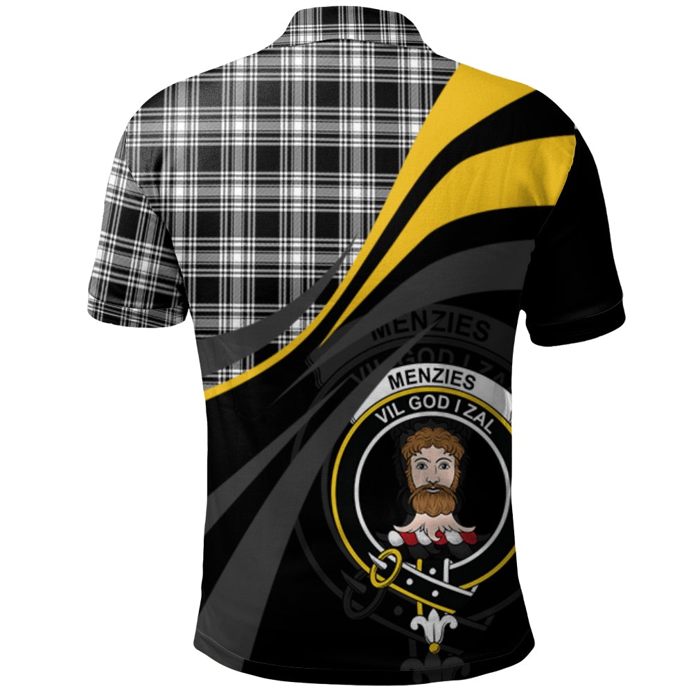 Clan Menzies Black _ White Modern Tartan Polo Shirt - Royal Coat Of Arms Style GL33 Menzies Black _ White Modern Tartan Tartan Polo   
