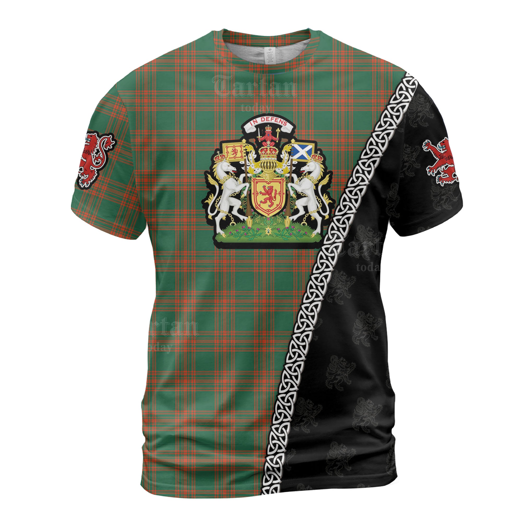 Personalized Clan Menzies Green Ancient Tartan Shirt with Scotland Coat of Arms & Custom Name AG86