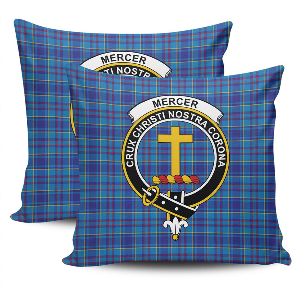 Clan Mercer Modern Tartan Crest Pillow Cover AH90 Clan Mercer Tartan Today   