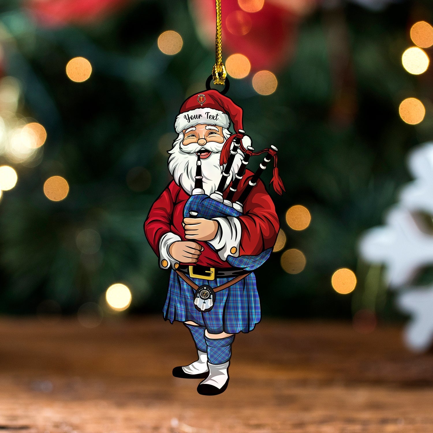 Mercer Modern Clan Badge Tartan Wood Acrylic Ornament Santa Personalized