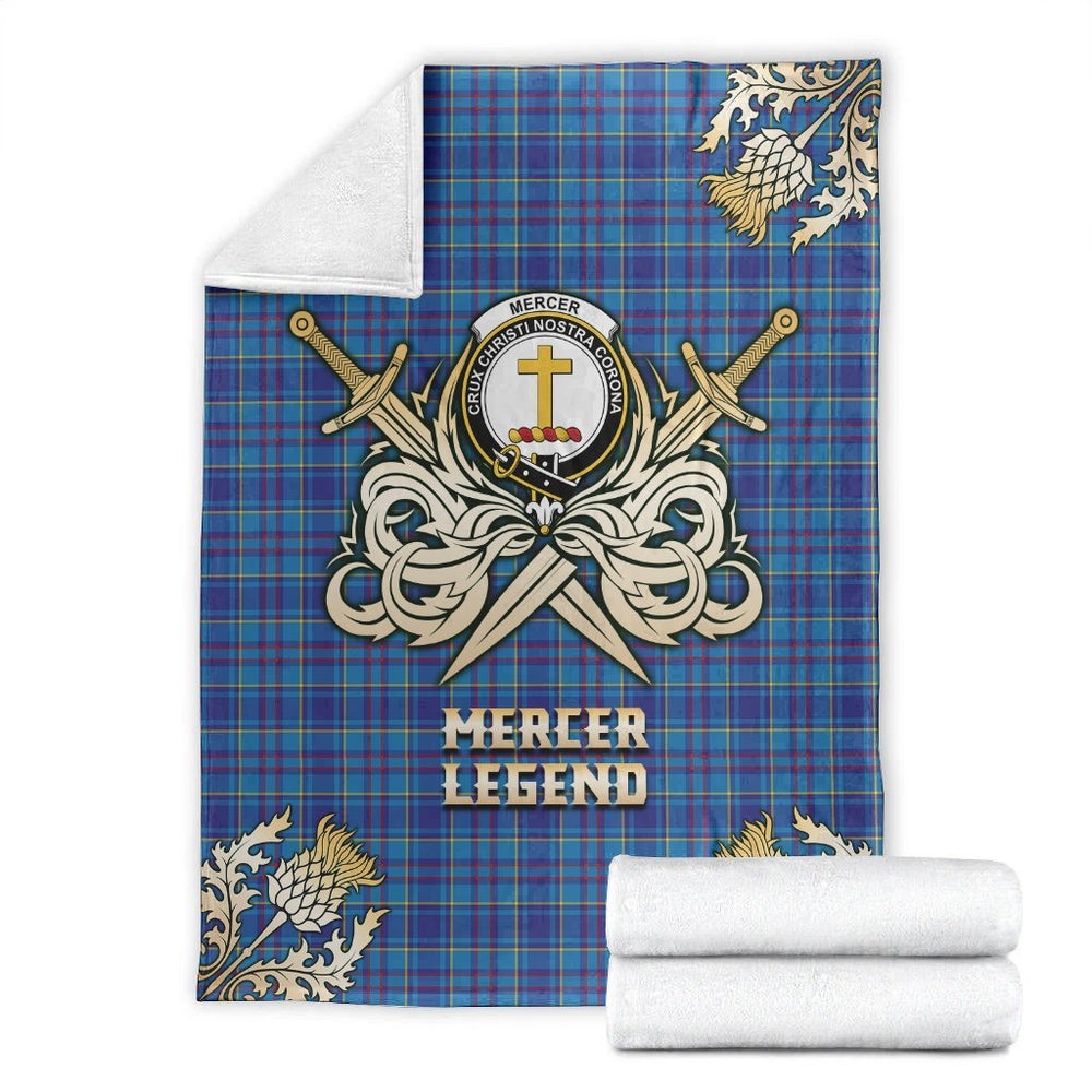 Clan Mercer Modern Tartan Gold Courage Symbol Blanket BH46 Clan Mercer Tartan Today   