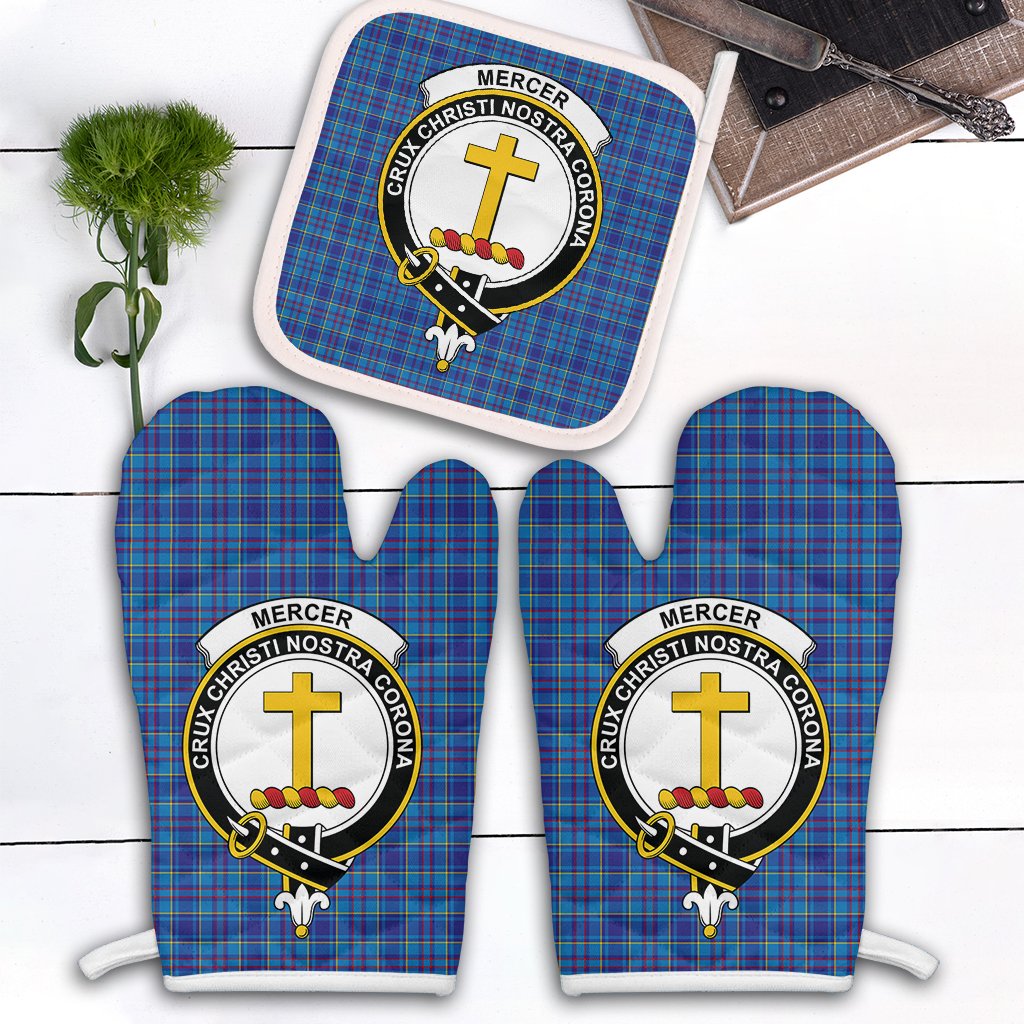 Clan Mercer Modern Tartan Crest Oven Mitt And Pot Holder (2 Oven Mitts + 1 Pot Holder) DX93 Clan Mercer Tartan Today   