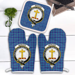 Clan Mercer Modern Tartan Crest Oven Mitt And Pot Holder (2 Oven Mitts + 1 Pot Holder) DX93 Clan Mercer Tartan Today   