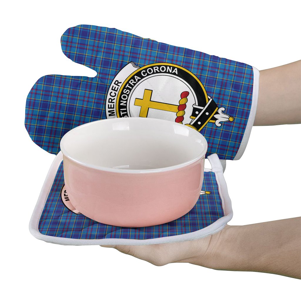 Clan Mercer Modern Tartan Crest Oven Mitt And Pot Holder (2 Oven Mitts + 1 Pot Holder) DX93 Clan Mercer Tartan Today   