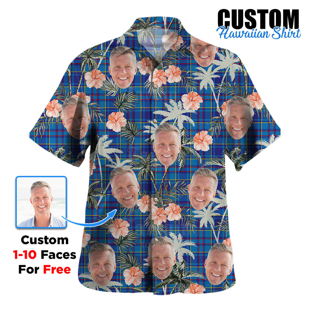Clan Mercer Modern Tartan Custom Face Hawaiian Shirt – Unisex Gift for Family Members, Summer Party PL48 Mercer Modern Tartan Tartan Hawaii Shirt