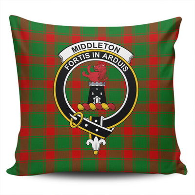 Clan Middleton Modern Tartan Crest Pillow Cover