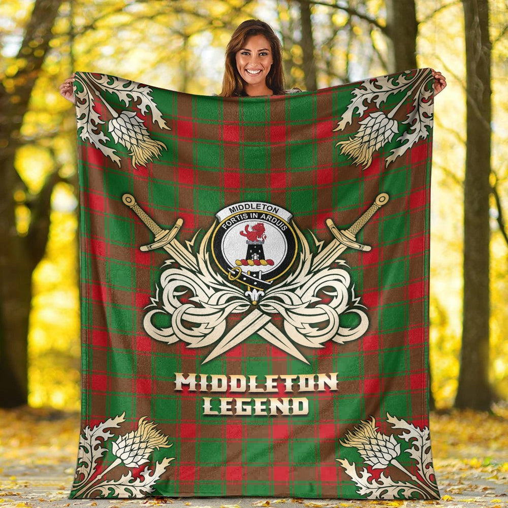 Clan Middleton Modern Tartan Gold Courage Symbol Blanket FY13 Clan Middleton Tartan Today   
