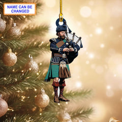 Middleton Ancient Tartan Bagpipe Ornament with Custom Name