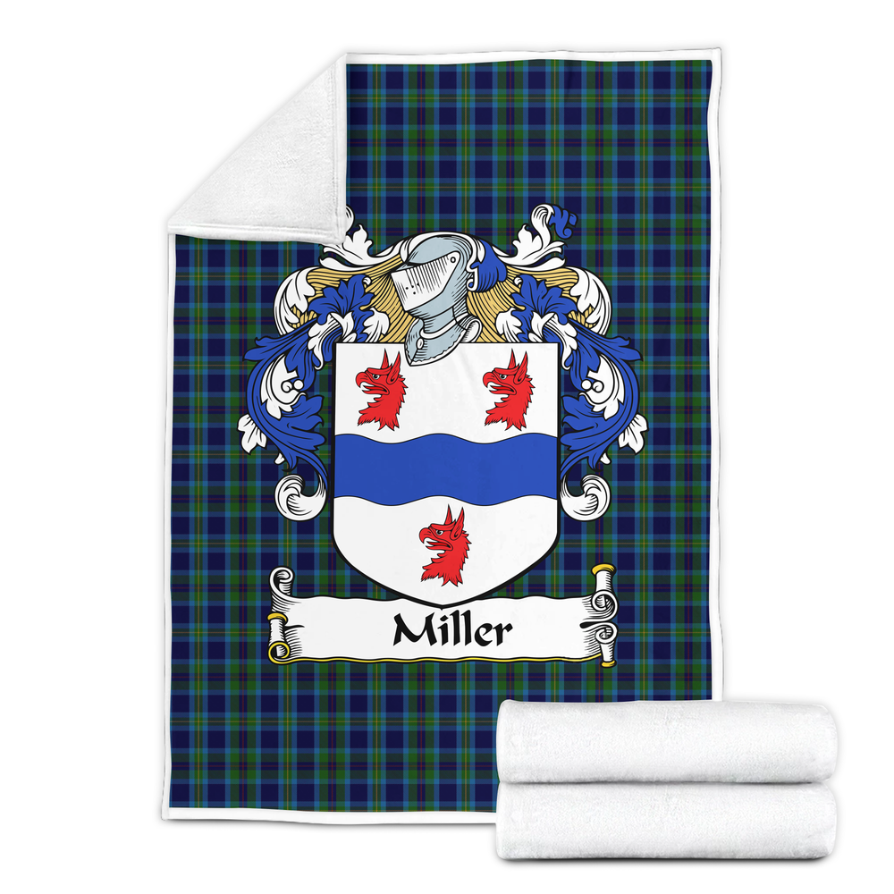 Clan Miller Tartan Coat Of Arms Blanket 3 Sizes TD90 Clan Hall Tartan Today   