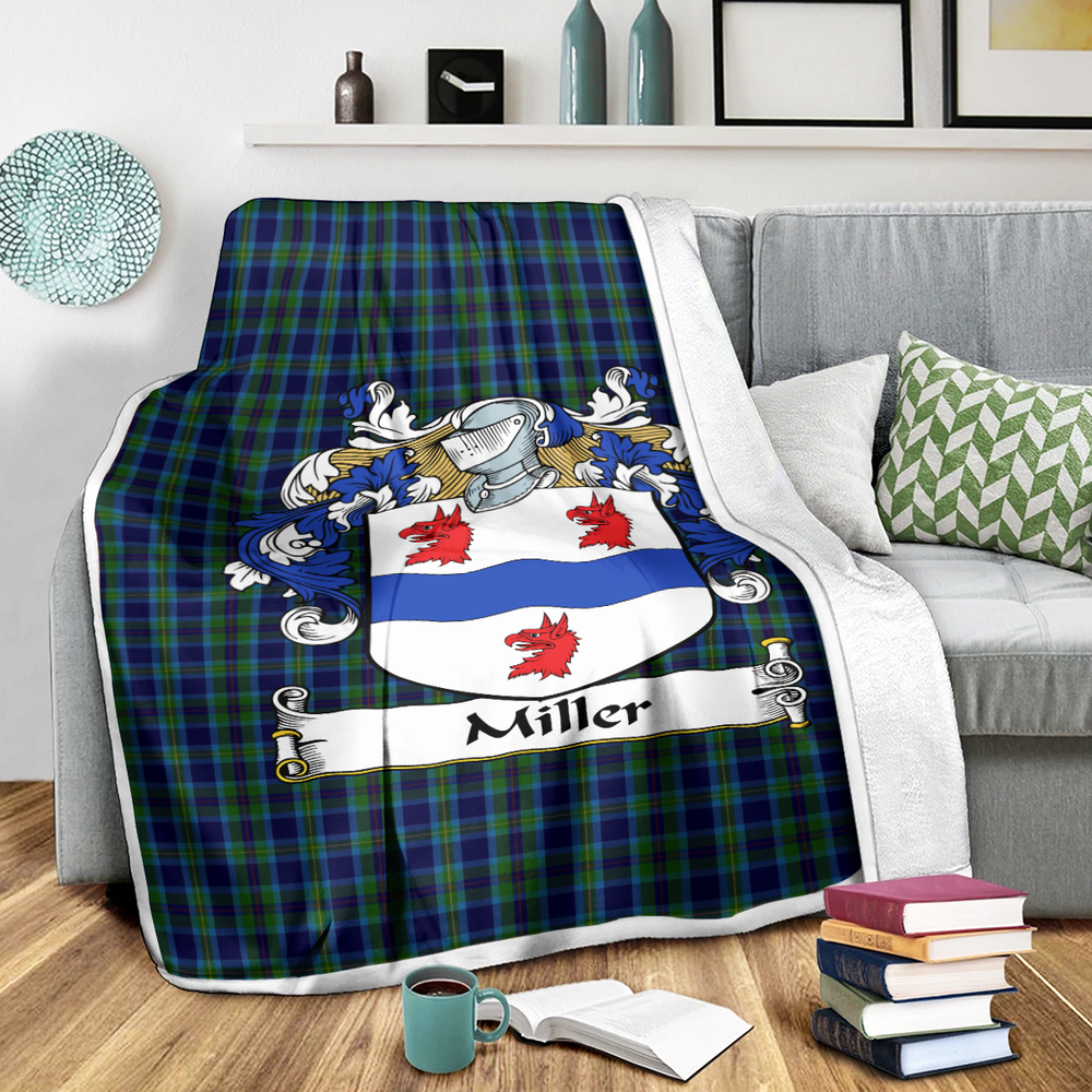 Clan Miller Tartan Coat Of Arms Blanket 3 Sizes TD90 Clan Hall Tartan Today   