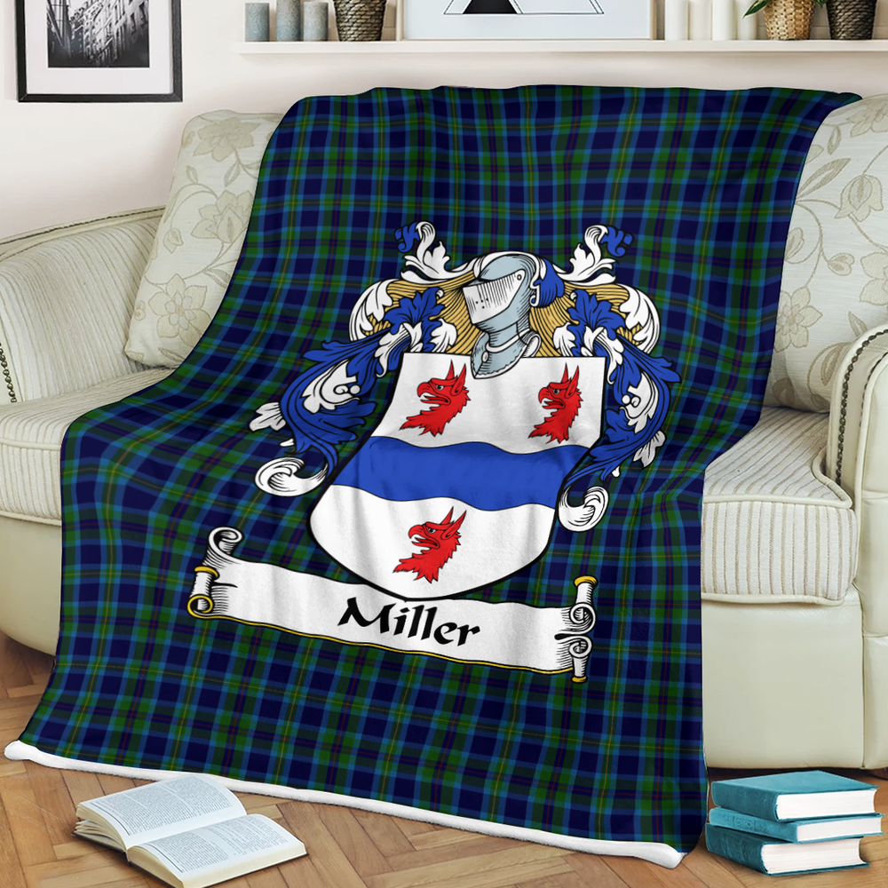 Clan Miller Tartan Coat Of Arms Blanket 3 Sizes TD90 Clan Hall Tartan Today   
