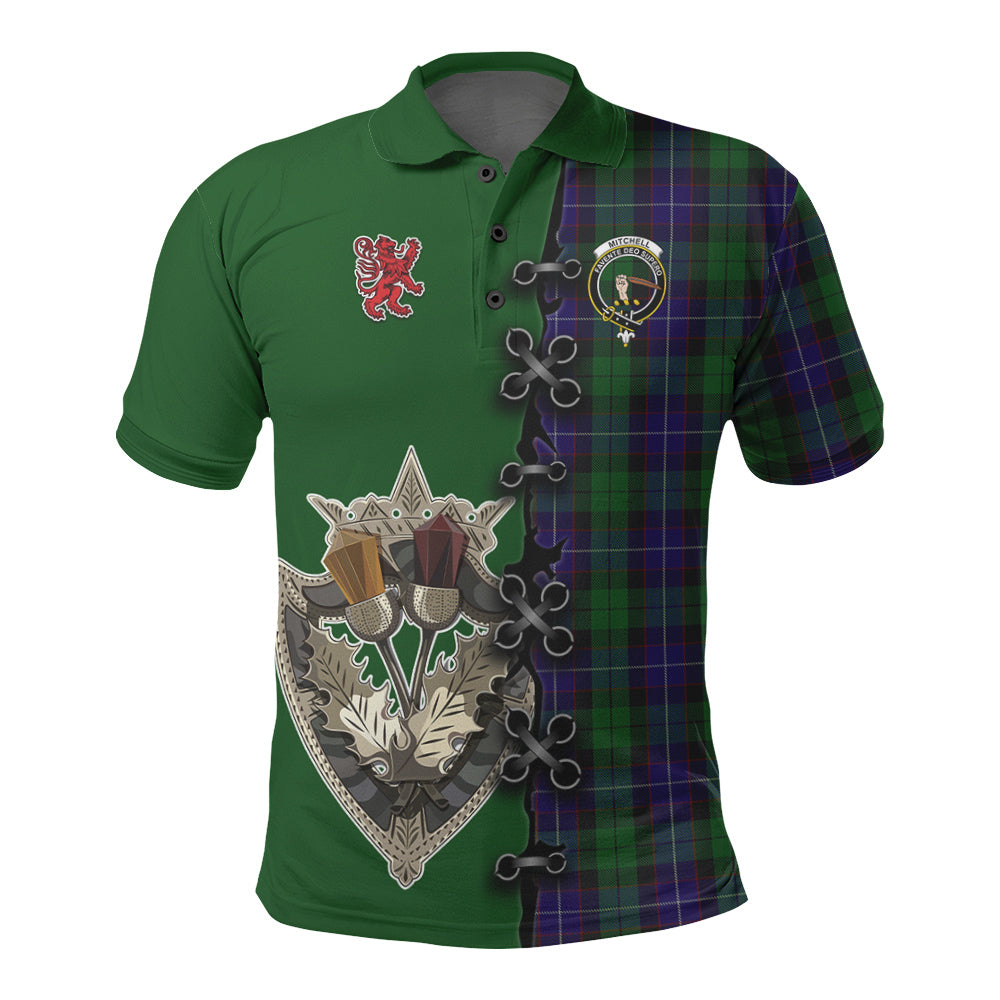 Clan Mitchell Tartan Polo Shirt - Lion Rampant And Celtic Thistle Style XH56 Mitchell Tartan Tartan Polo   