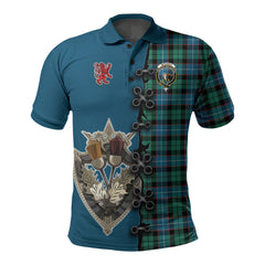 Clan Mitchell Ancient Tartan Polo Shirt - Lion Rampant And Celtic Thistle Style IX24 Mitchell Ancient Tartan Tartan Polo   