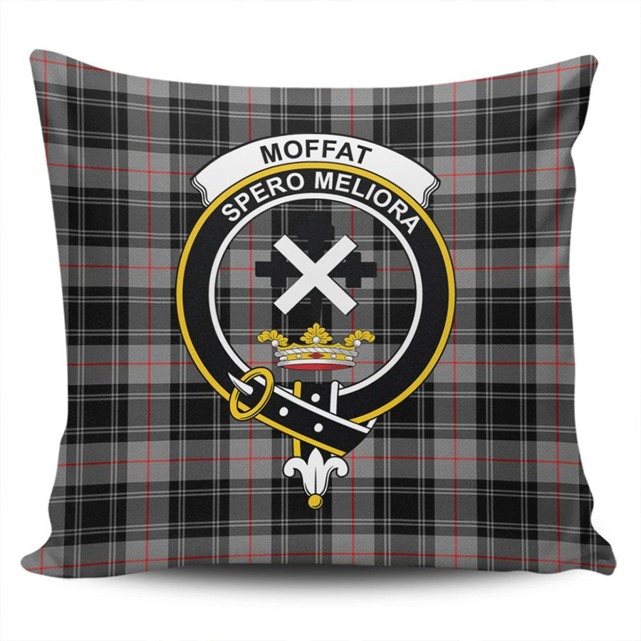 Clan Moffat Modern Tartan Crest Pillow Cover