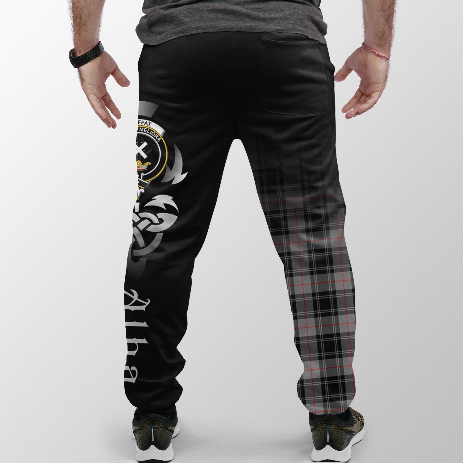 Clan Moffat Modern Tartan Crest Jogger Sweatpants  Alba Celtic Style VG60 Clan Moffat Tartan Today   