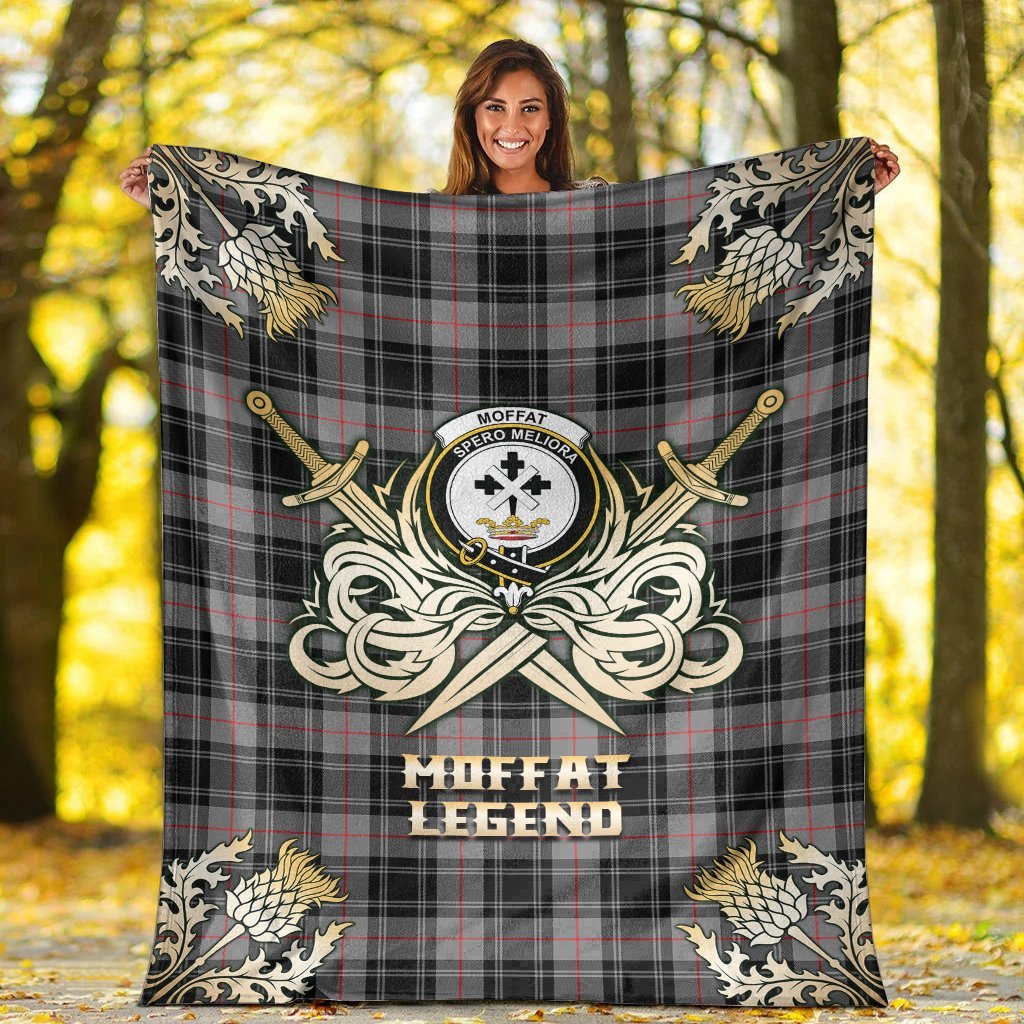 Clan Moffat Modern Tartan Gold Courage Symbol Blanket SK30 Clan Moffat Tartan Today   