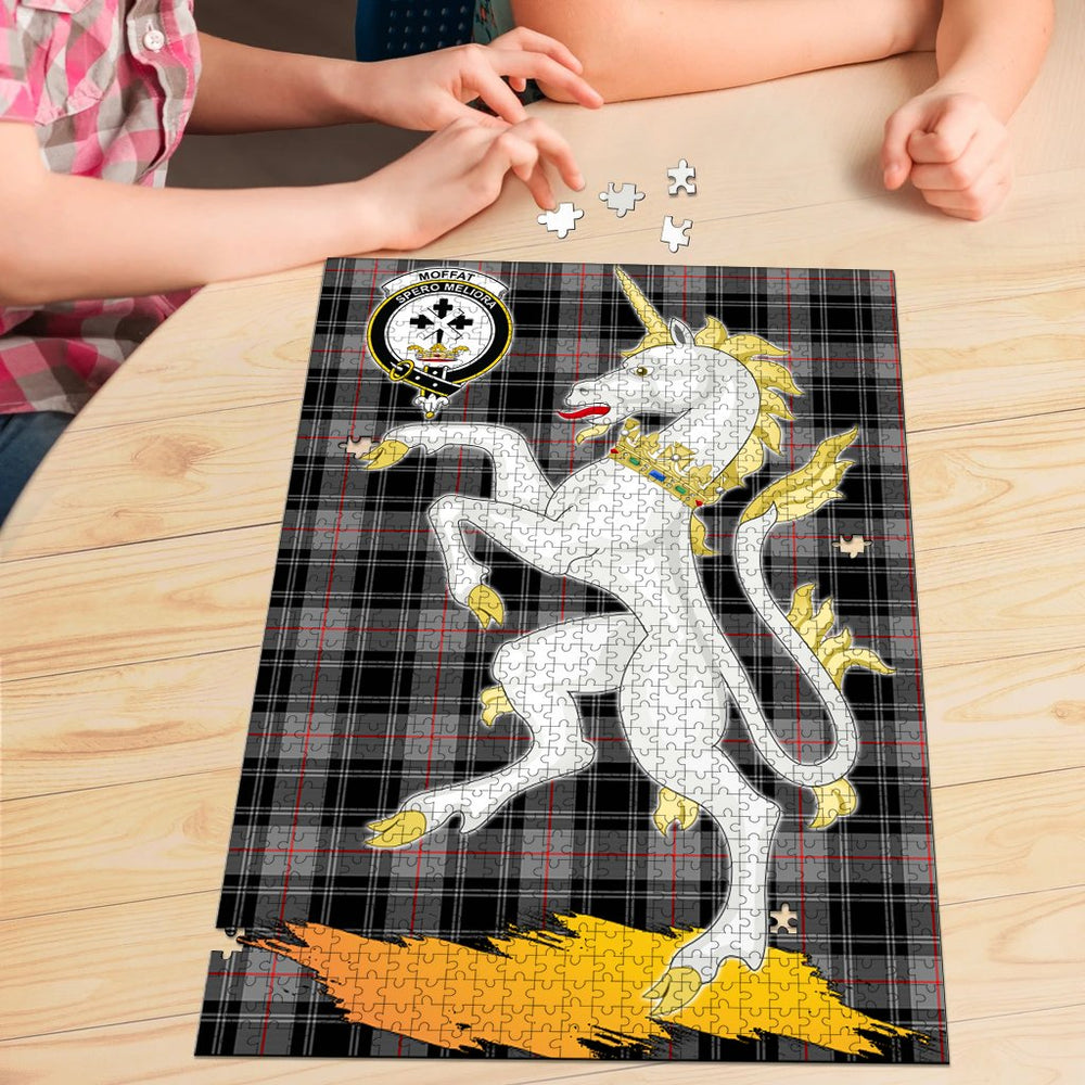 Clan Moffat Modern Tartan Crest Unicorn Scotland Jigsaw Puzzles Gift For Family WP94 Clan Moffat Tartan Today   