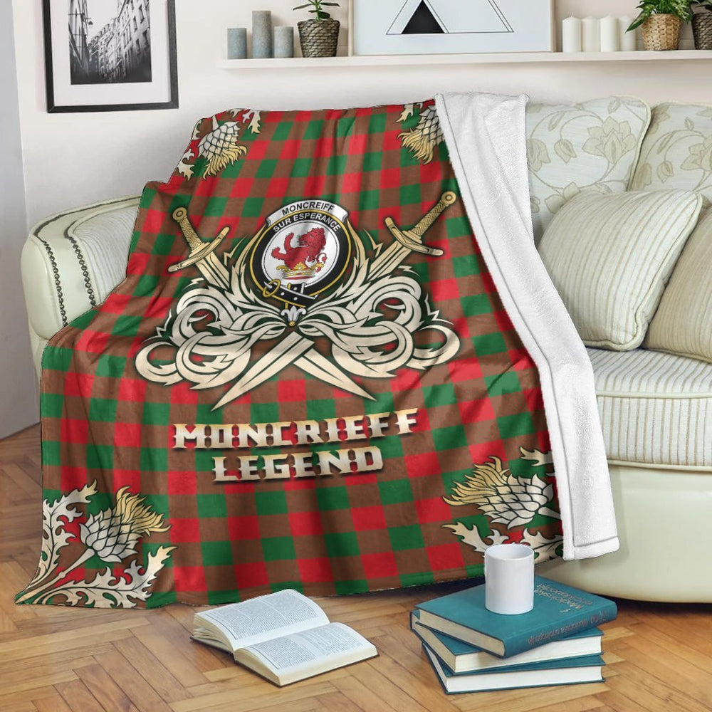 Clan Moncrieff Tartan Gold Courage Symbol Blanket LP32 Clan Hall Tartan Today   