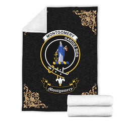 Clan Montgomery Crest Tartan Premium Blanket Black KD49 Clan Montgomery Tartan Today   