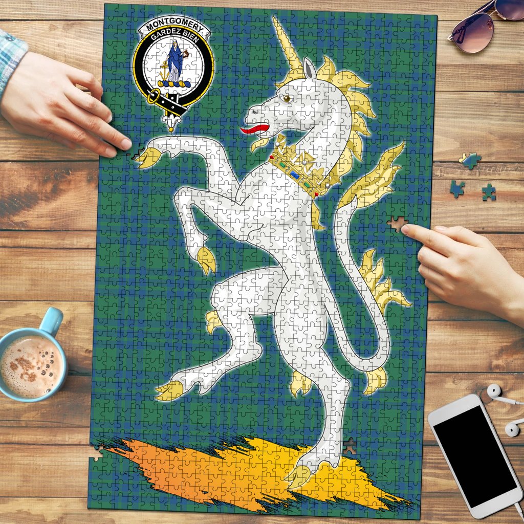 Clan Clan Montgomery Ancient Tartan Crest Unicorn Scotland Jigsaw Puzzles Gift For Family PQ29 Clan Montgomery Tartan Today   