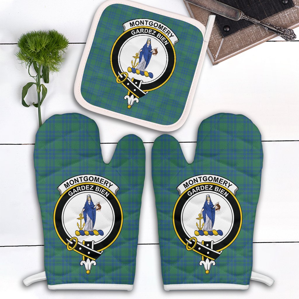 Clan Montgomery Ancient Tartan Crest Oven Mitt And Pot Holder (2 Oven Mitts + 1 Pot Holder) YW44 Clan Montgomery Tartan Today   