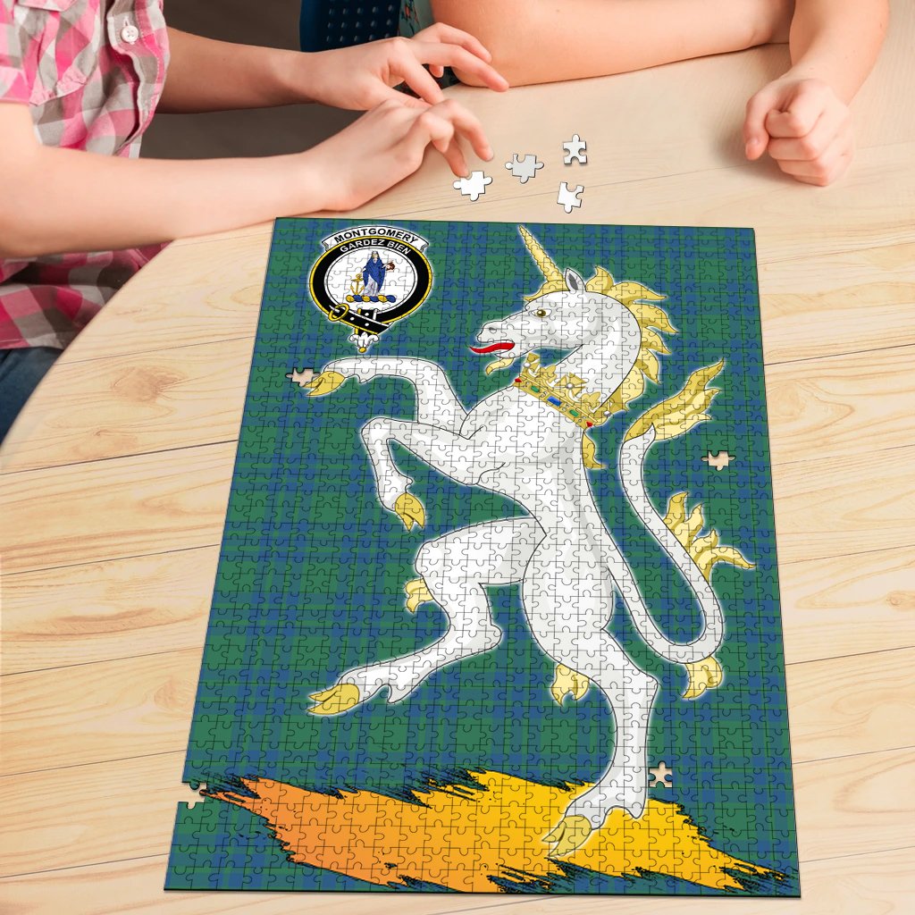 Clan Clan Montgomery Ancient Tartan Crest Unicorn Scotland Jigsaw Puzzles Gift For Family PQ29 Clan Montgomery Tartan Today   