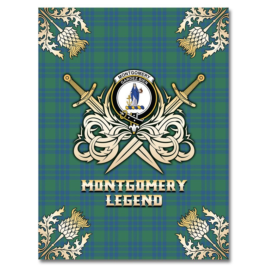 Clan Montgomery Ancient Tartan Gold Courage Symbol Blanket MB47 Clan Montgomery Tartan Today   