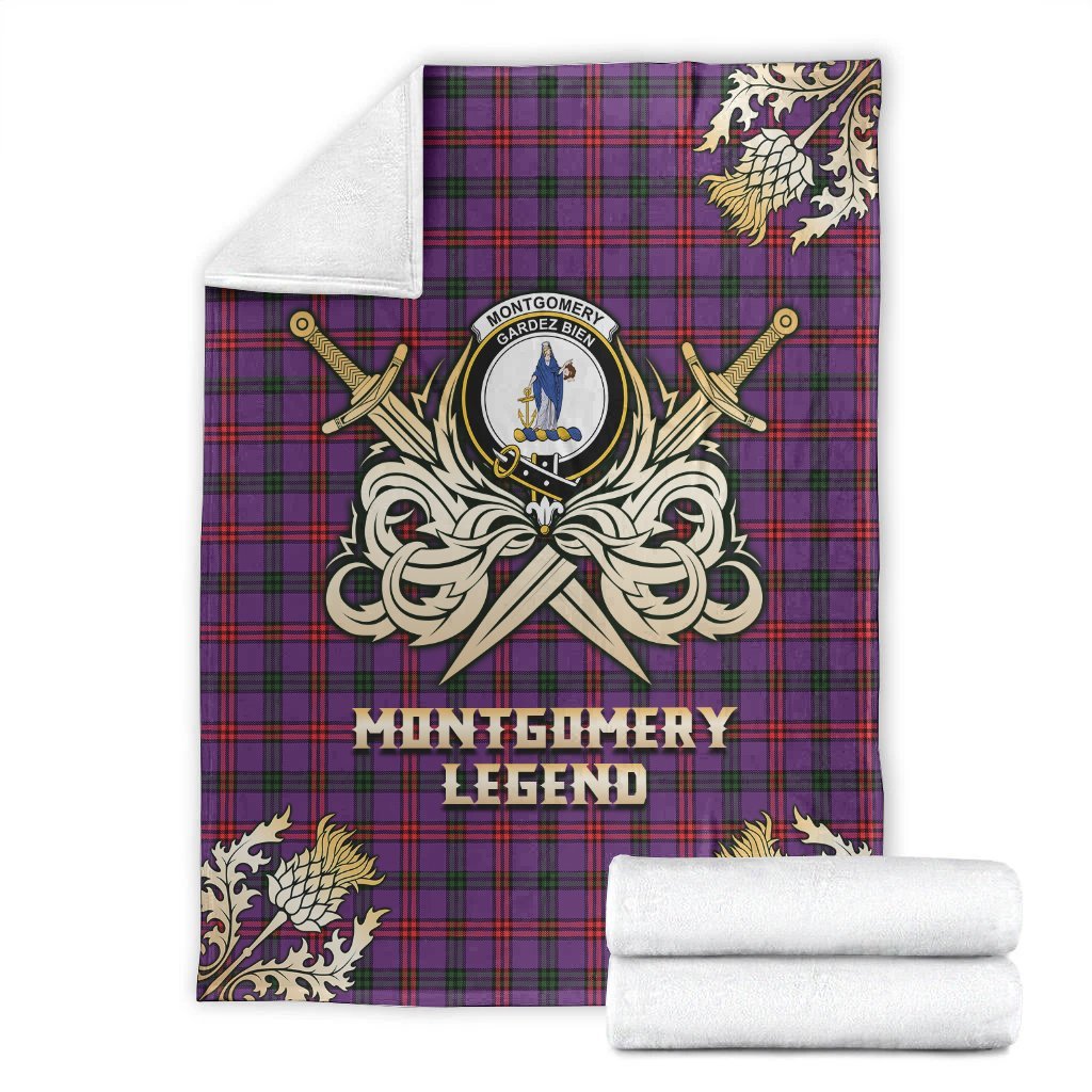Clan Montgomery Modern Tartan Gold Courage Symbol Blanket MF58 Clan Montgomery Tartan Today   
