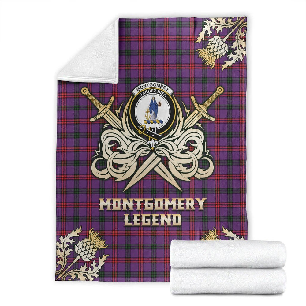 Clan Montgomery Modern Tartan Gold Courage Symbol Blanket MF58 Clan Montgomery Tartan Today   