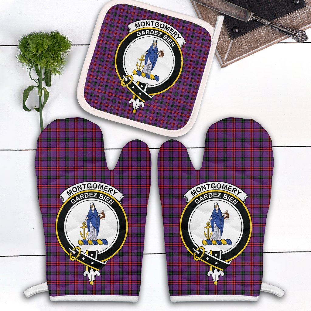 Clan Montgomery Modern Tartan Crest Oven Mitt And Pot Holder (2 Oven Mitts + 1 Pot Holder) FJ79 Clan Montgomery Tartan Today   