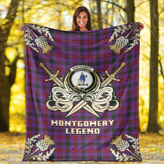 Clan Montgomery Modern Tartan Gold Courage Symbol Blanket MF58 Clan Montgomery Tartan Today   