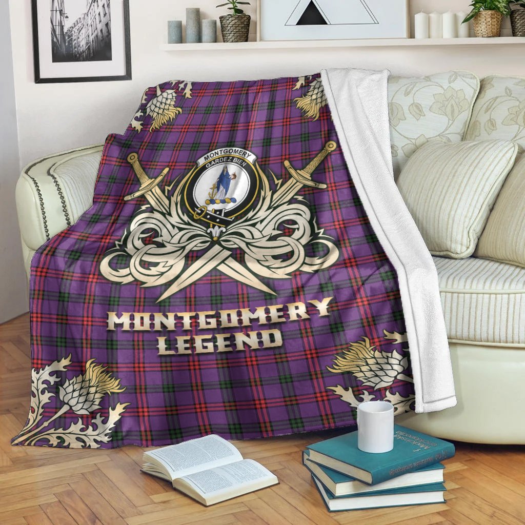 Clan Montgomery Modern Tartan Gold Courage Symbol Blanket MF58 Clan Montgomery Tartan Today   