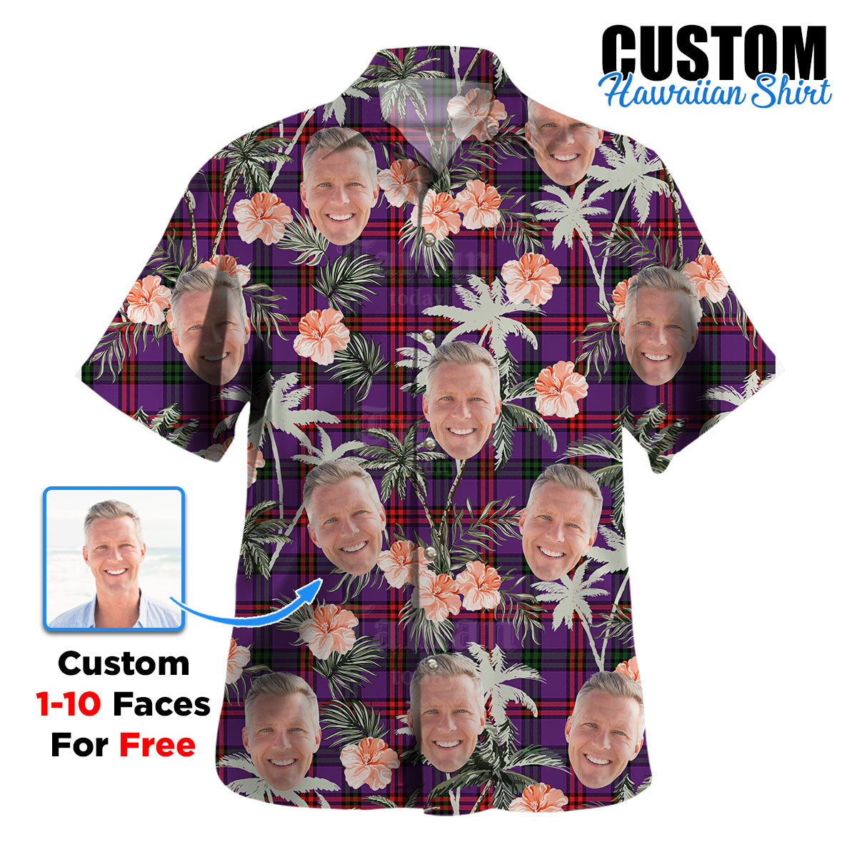 Clan Montgomery Modern Tartan Custom Face Hawaiian Shirt – Unisex Gift for Family Members, Summer Party CD89 Montgomery Modern Tartan Tartan Hawaii Shirt