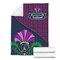 Clan Montgomery Tartan Crest Premium Blanket Thistle Style UR18 Clan Montgomery Tartan Today   