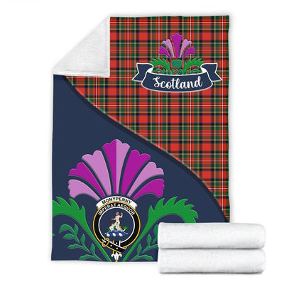 Clan Monypenny Tartan Crest Premium Blanket Thistle Style