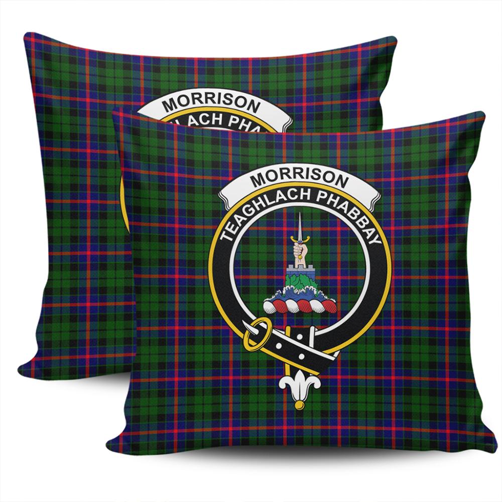 Clan Morrison Modern Tartan Crest Pillow Cover MP97 Clan Morrison Tartan Today   