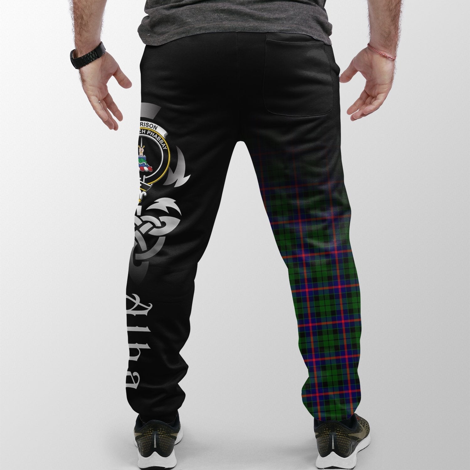 Clan Morrison Modern Tartan Crest Jogger Sweatpants  Alba Celtic Style DV87 Clan Morrison Tartan Today   
