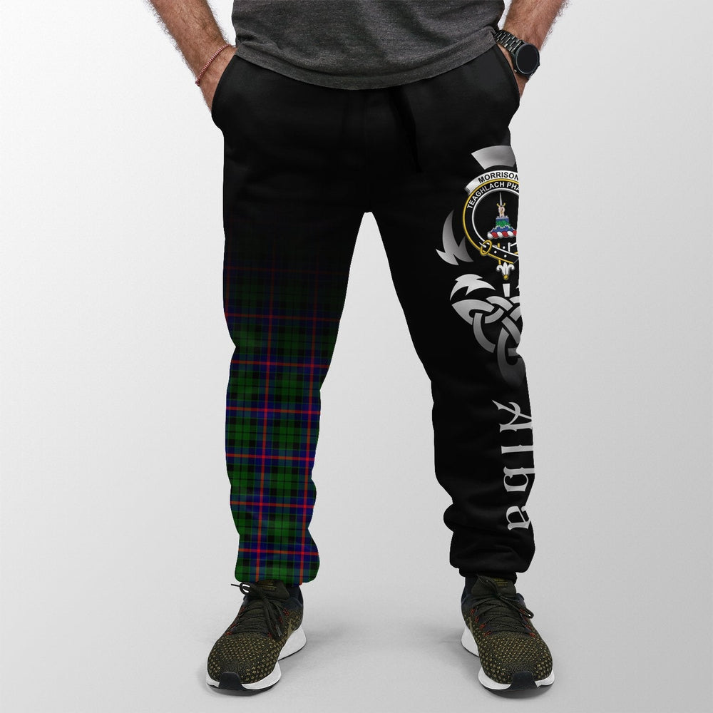 Clan Morrison Modern Tartan Crest Jogger Sweatpants  Alba Celtic Style DV87 Clan Morrison Tartan Today   
